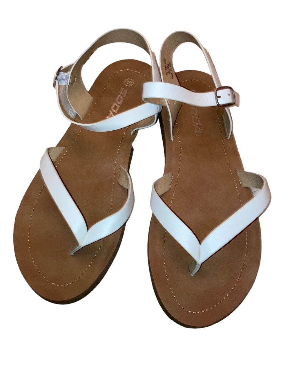Soda White Strap Slingback Women's Sandals